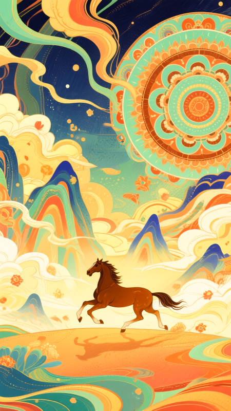 骏马奔腾彩云间图片