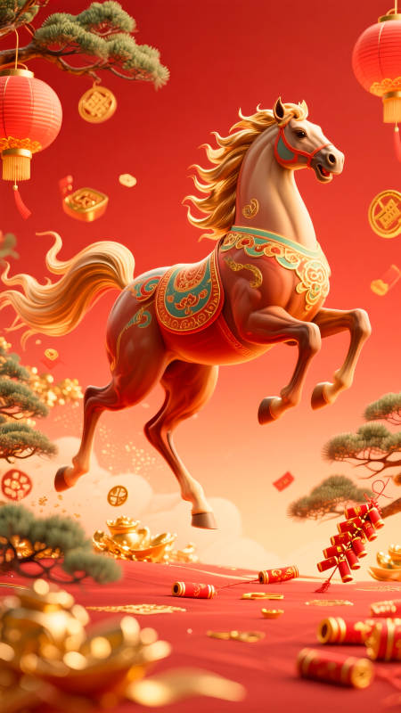 骏马奔腾迎新春图片