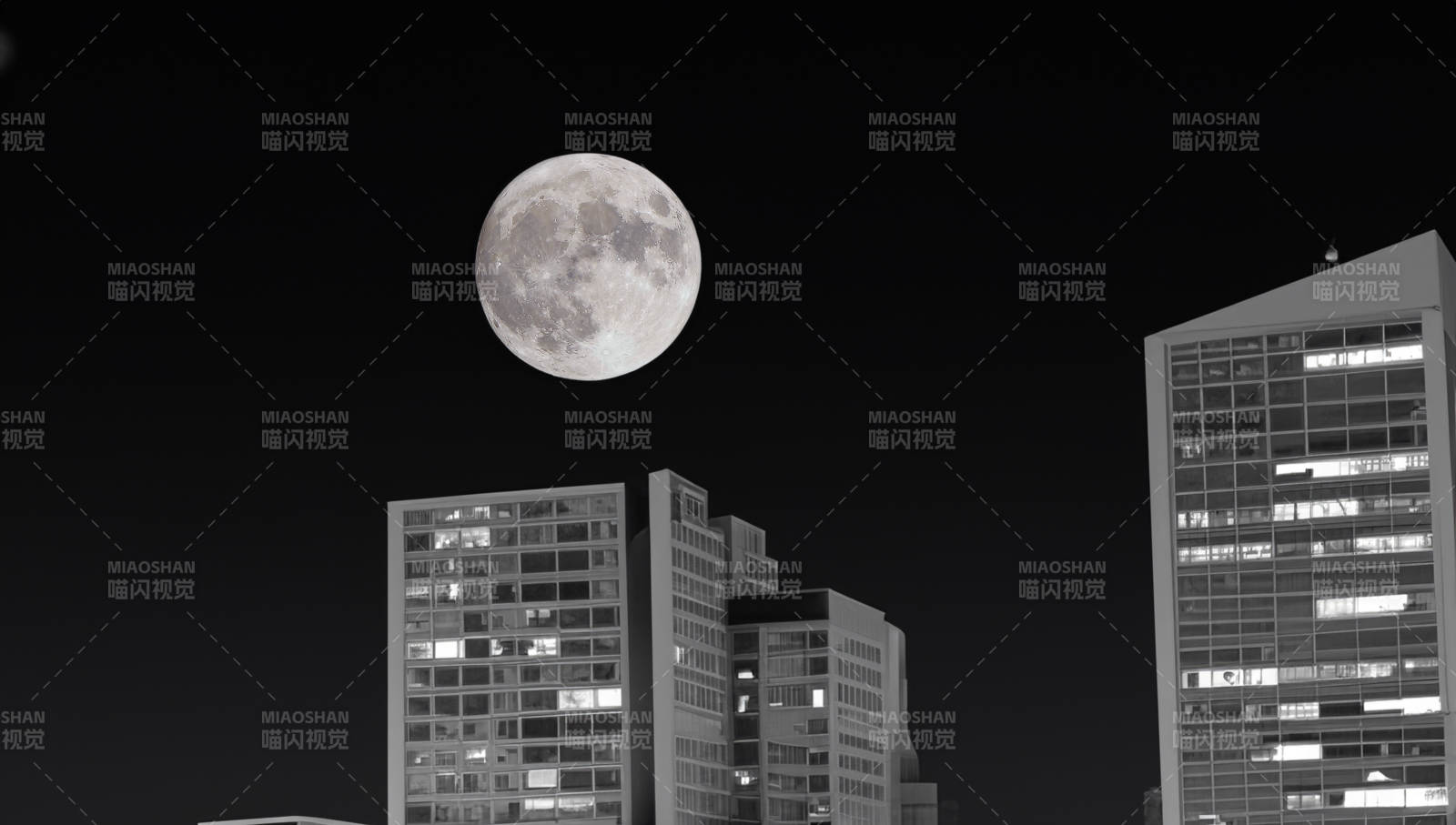 月夜都市剪影图片