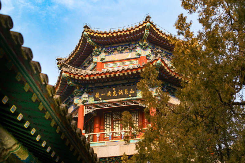 颐和园古亭秋色图片