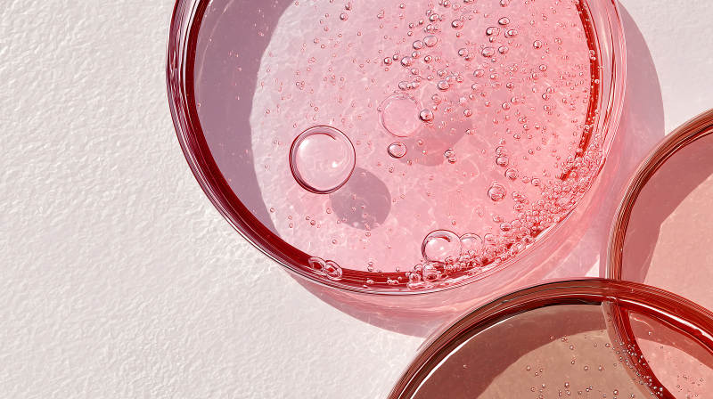 粉色液体中的气泡和器皿图片