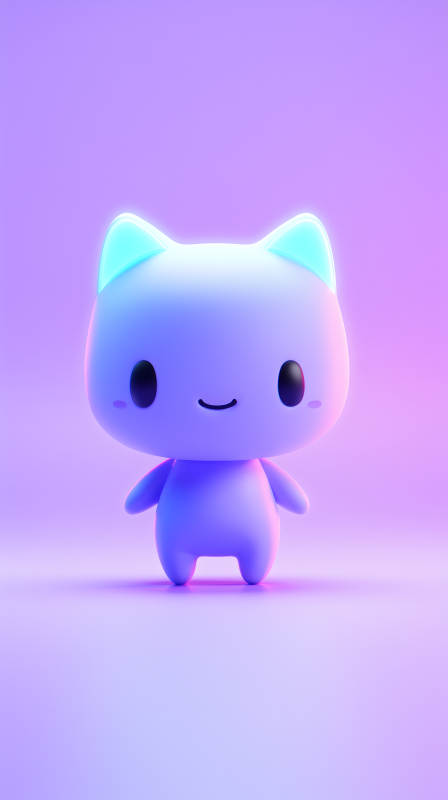 可爱猫咪卡通形象梦幻紫色背景图片