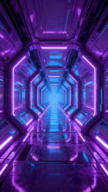 科幻风格的未来走廊内部设计图片