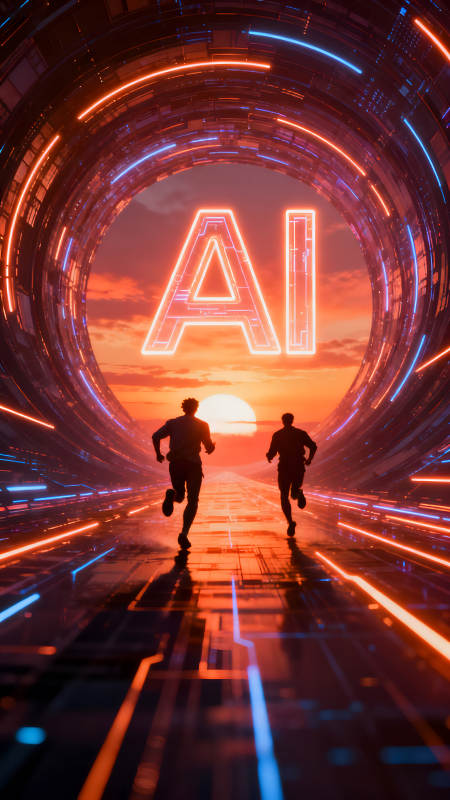 奔跑的人们迎向AI的未来图片