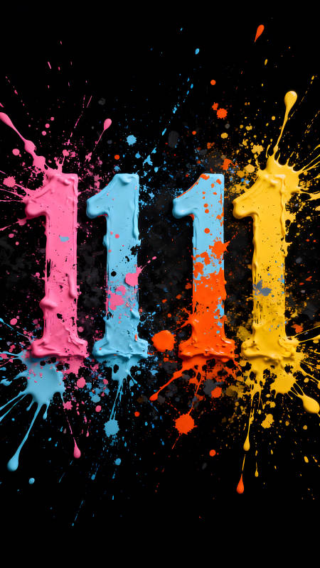 彩色数字111喷漆艺术图片