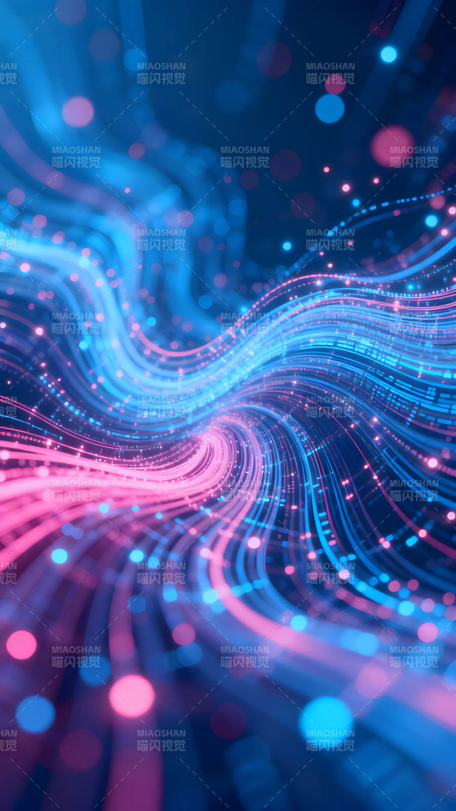 蓝粉色线条流动抽象艺术图片