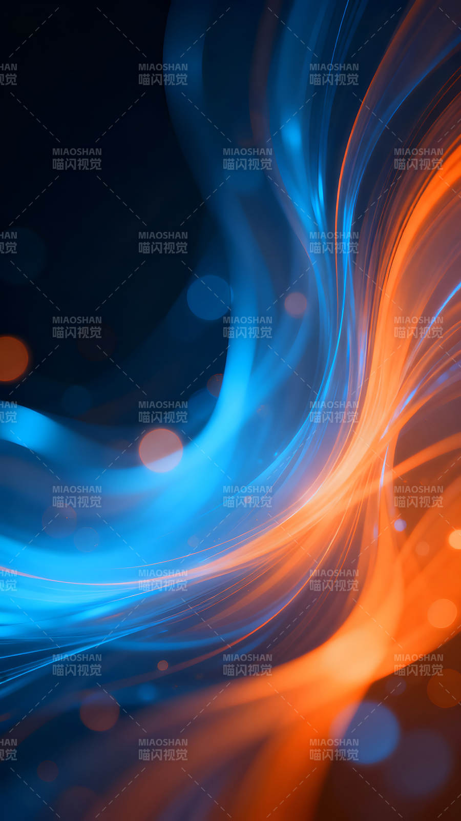 蓝橙流光抽象艺术图片