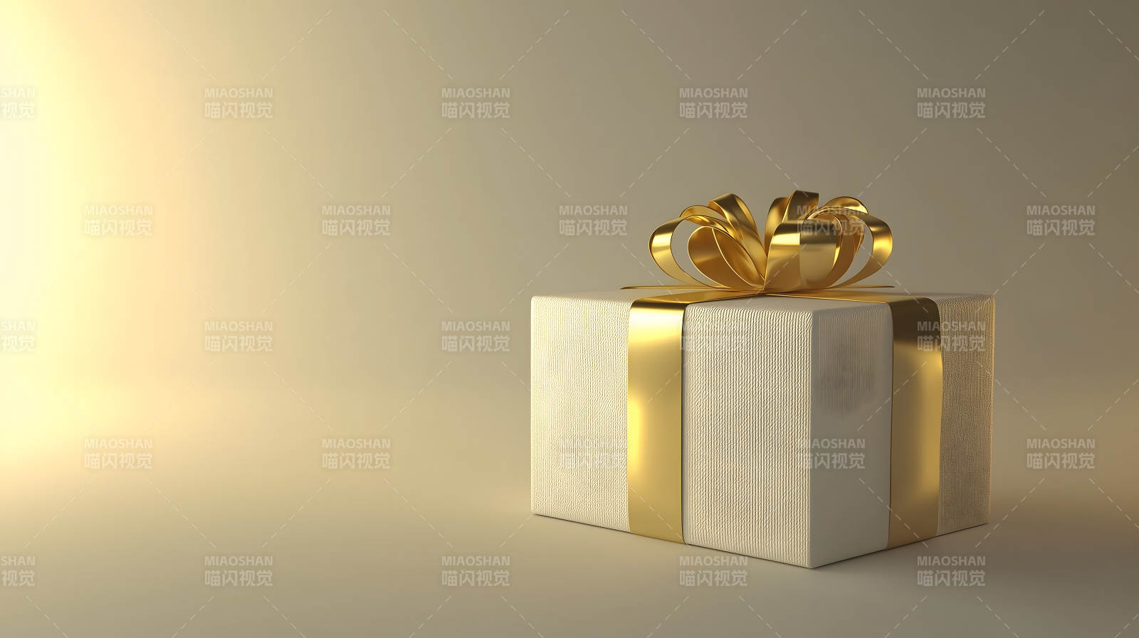 金色绸带的纯白礼物图片