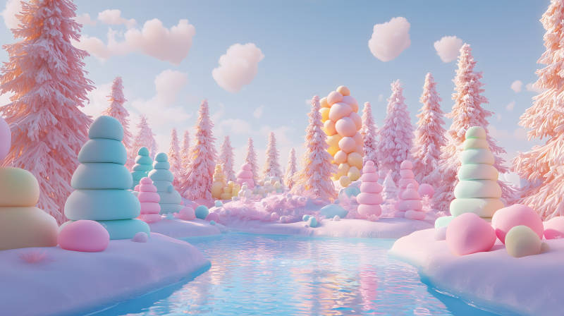 粉色梦幻森林的童话图片