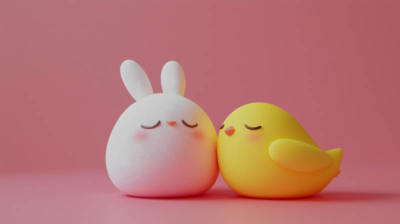 小鸭与兔子的甜蜜梦境图片