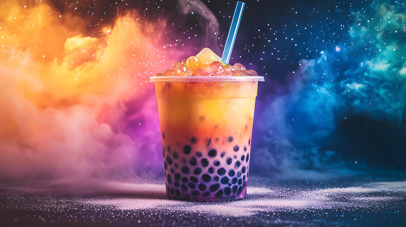 星空下的梦幻奶茶图片