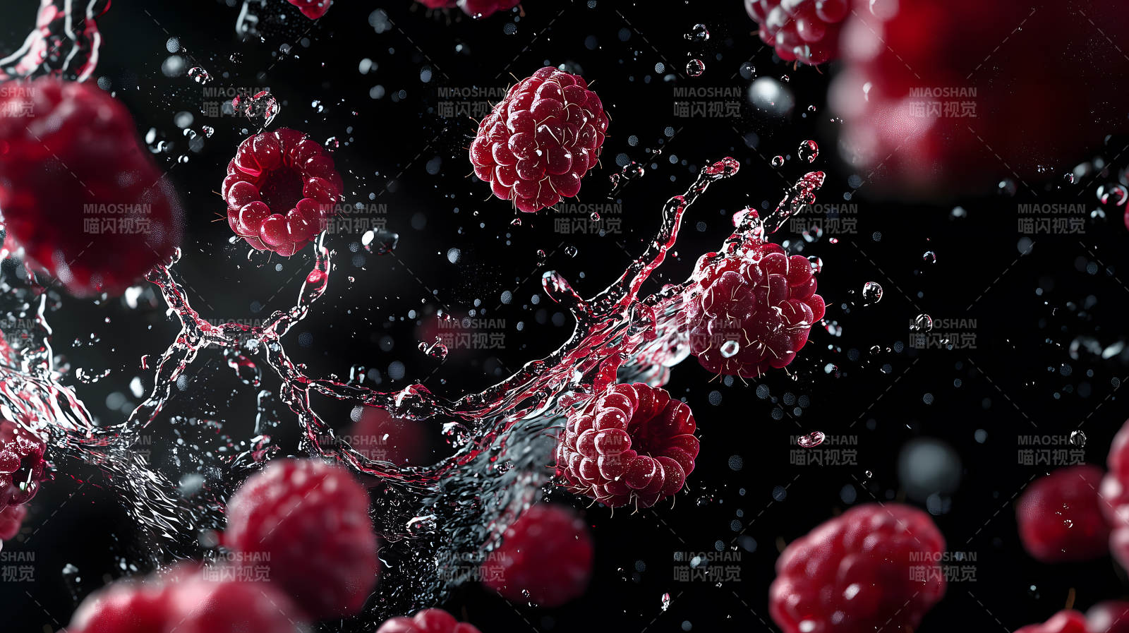 覆盆子的水花绽放图片