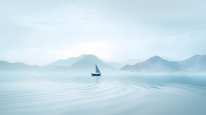 水墨山水间的宁静致远图片