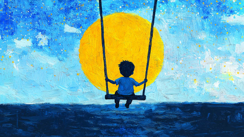 星空下的孩子图片