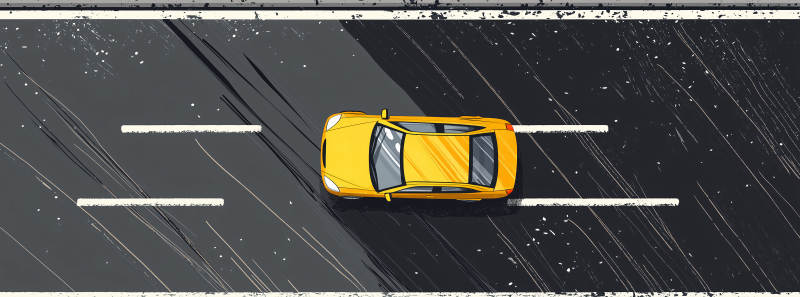 俯瞰高速公路上的黄色汽车图片