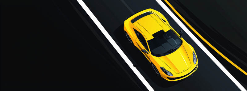 俯瞰高速公路上的黄色汽车图片