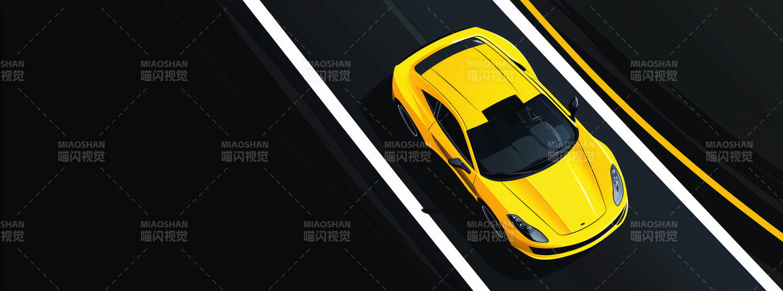 俯瞰高速公路上的黄色汽车图片