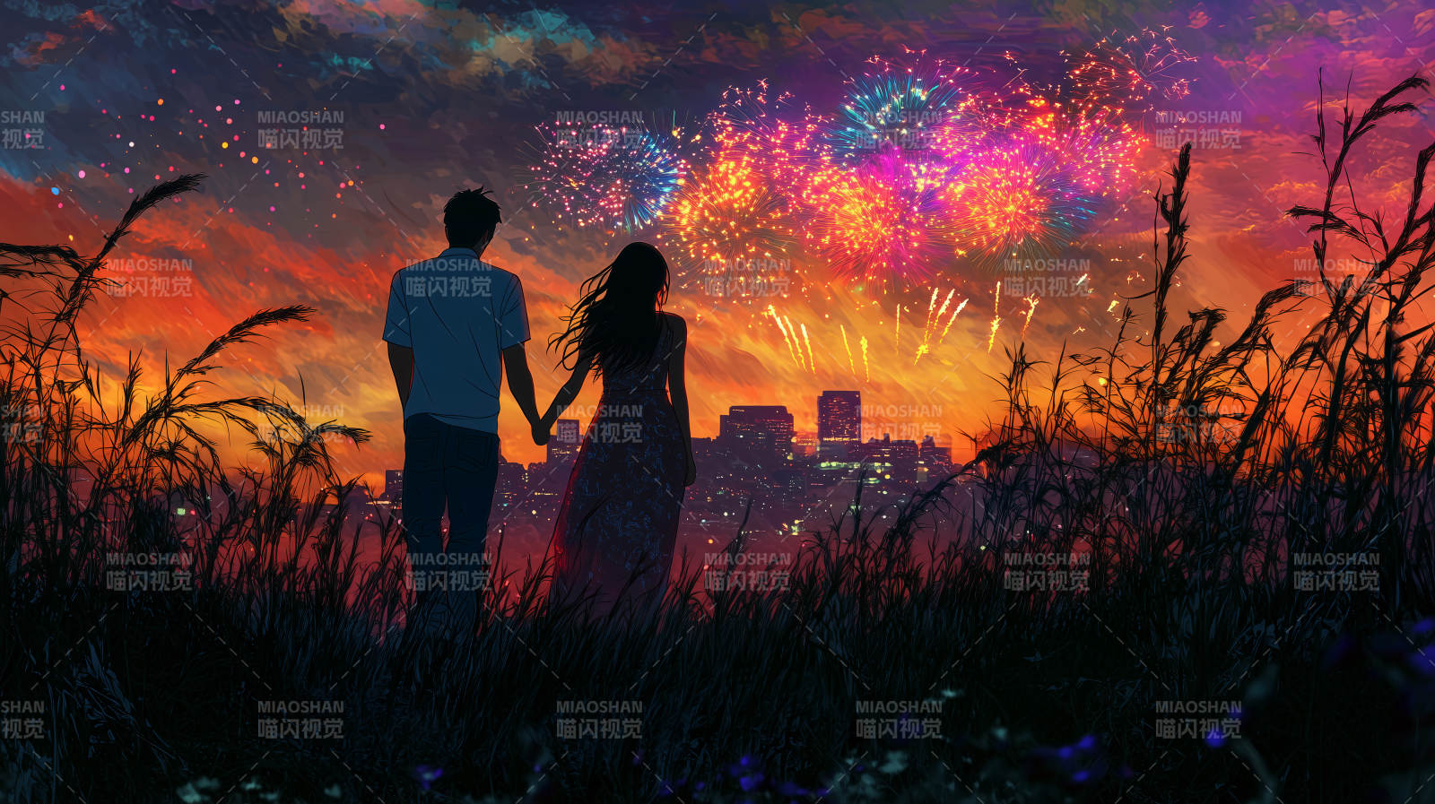 城市夜空下的爱情誓言图片