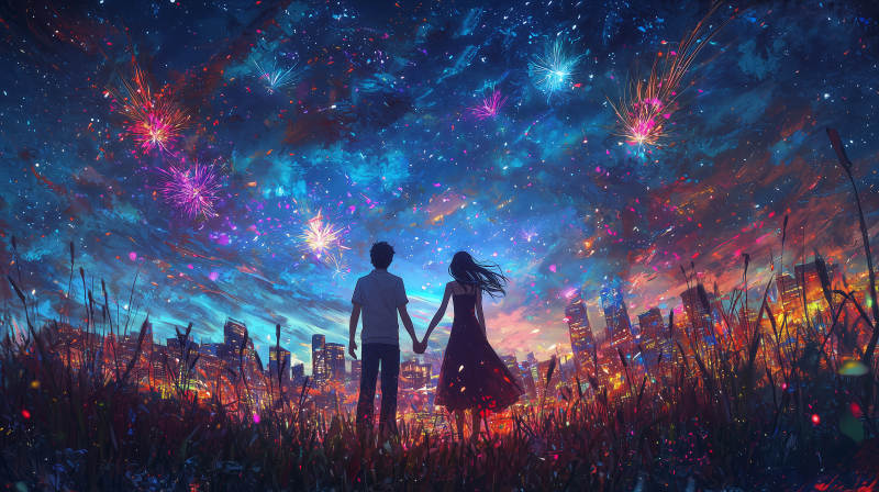 城市夜空下的爱情誓言图片