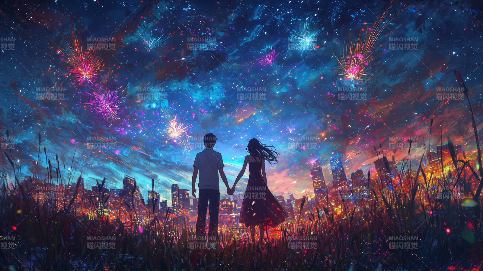 城市夜空下的爱情誓言图片