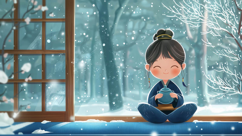 冬日暖阳下的静谧茶会图片