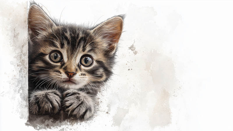 偷偷探头的小猫图片