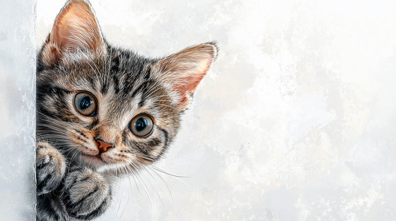 偷偷探头的小猫图片