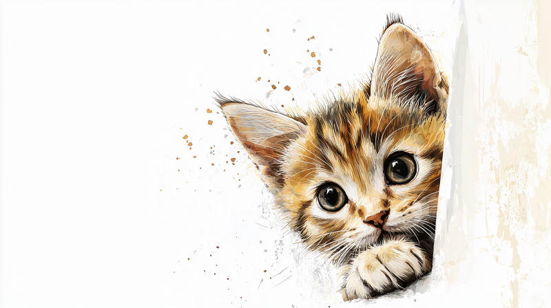 偷偷探头的小猫图片