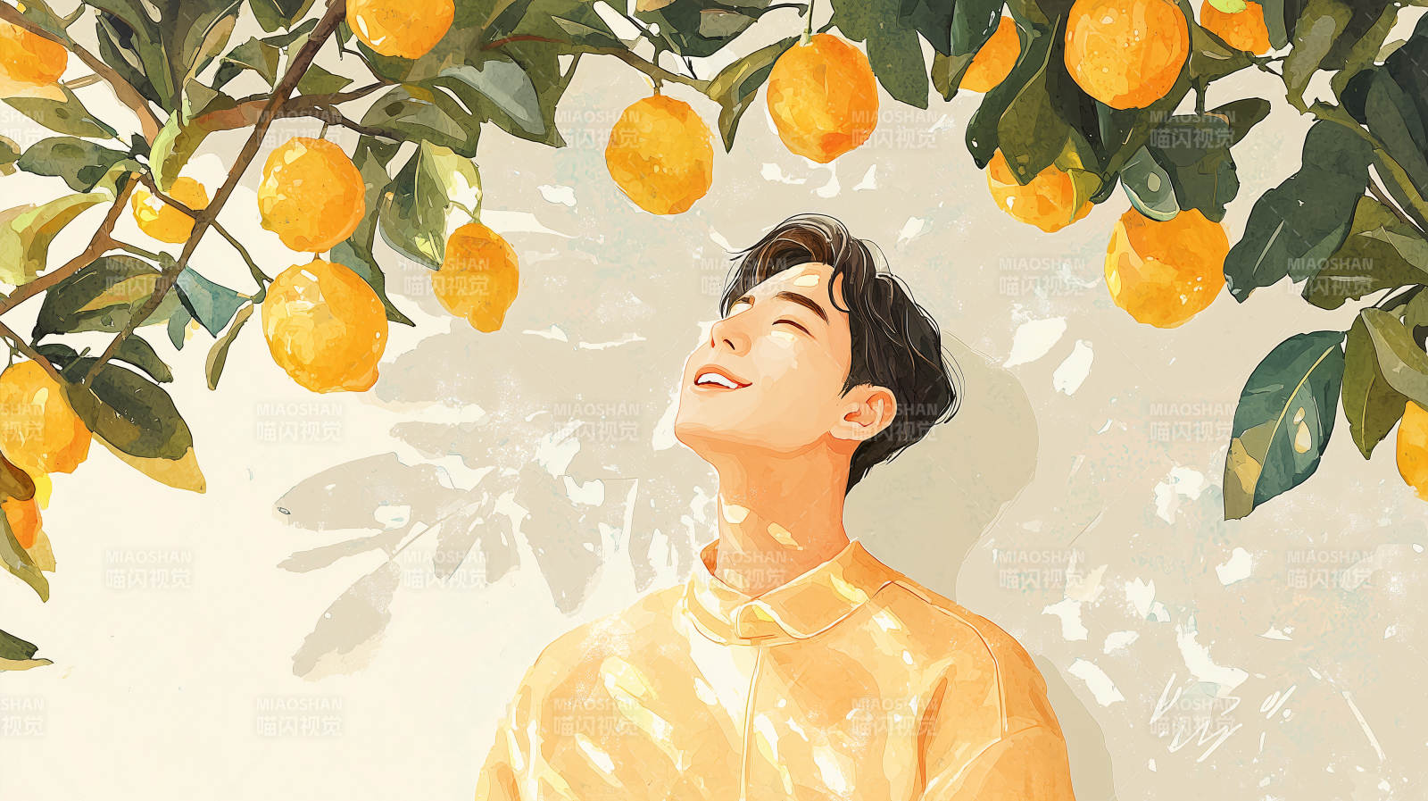 阳光下的柠檬男孩图片