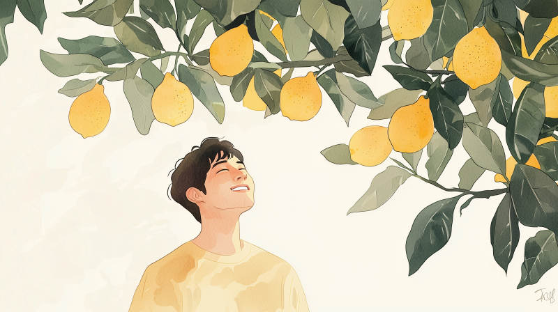 阳光下的柠檬男孩图片