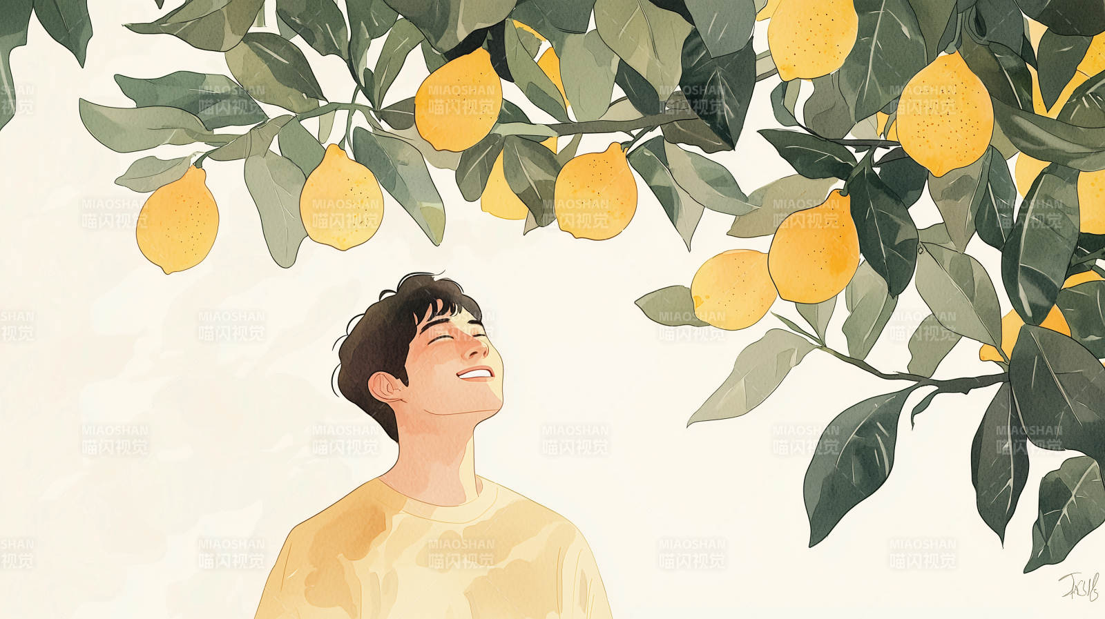 阳光下的柠檬男孩图片