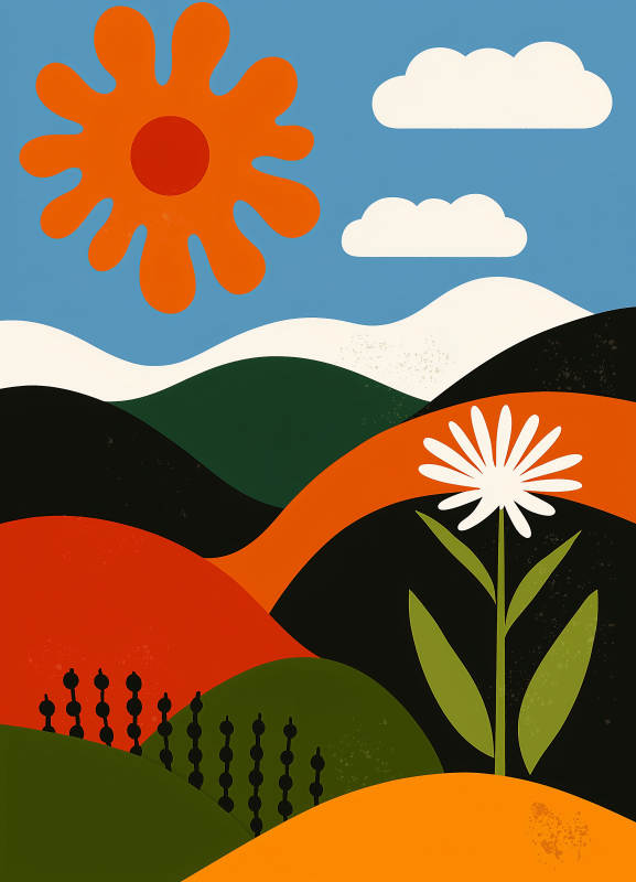 阳光下的彩色山丘图片