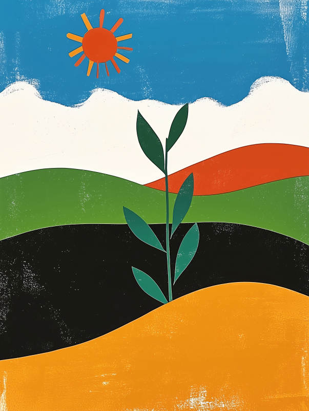 阳光下的彩色山丘图片