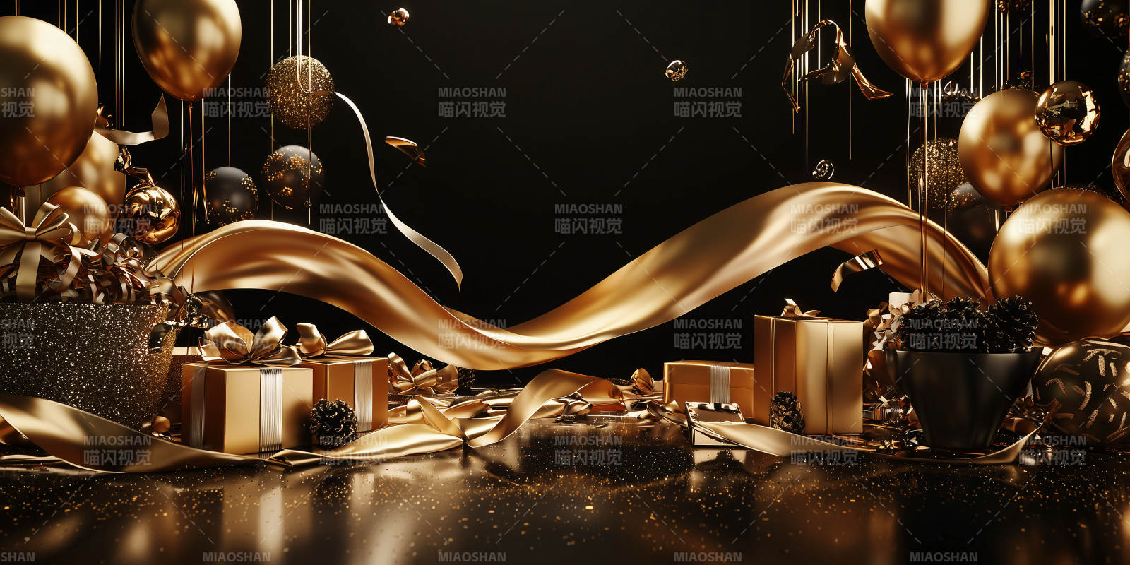 金色气球礼盒梦幻之旅图片