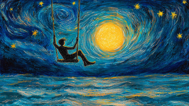 星空下的孩子图片