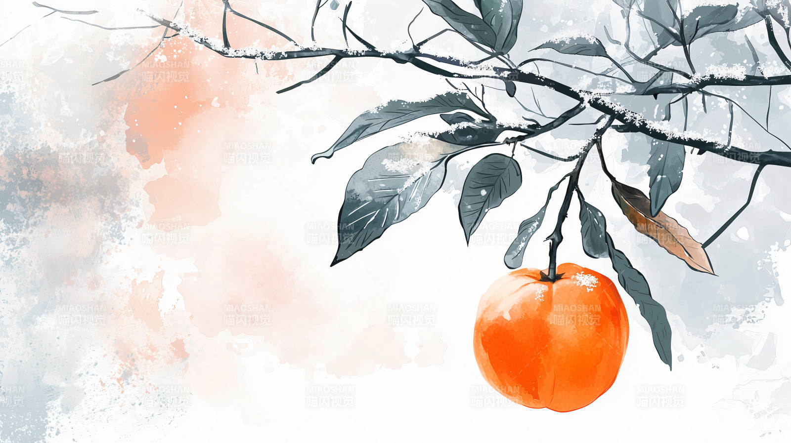 橙子雪冬天图片