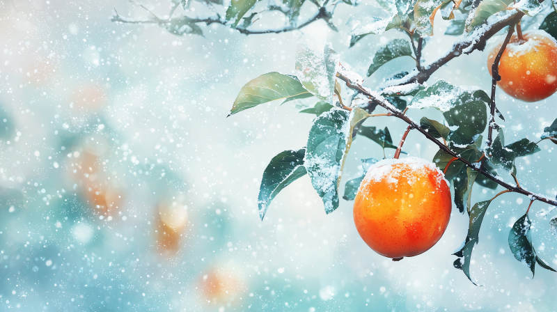 橙子雪冬天图片