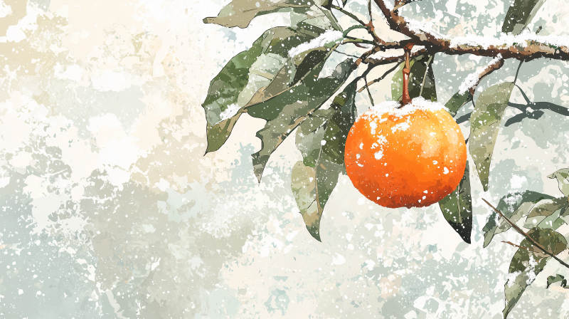 橙子雪冬天图片
