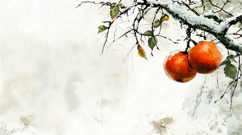 橙子雪冬天图片