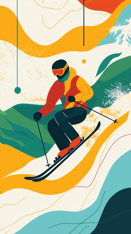 彩色几何滑雪胜景图片