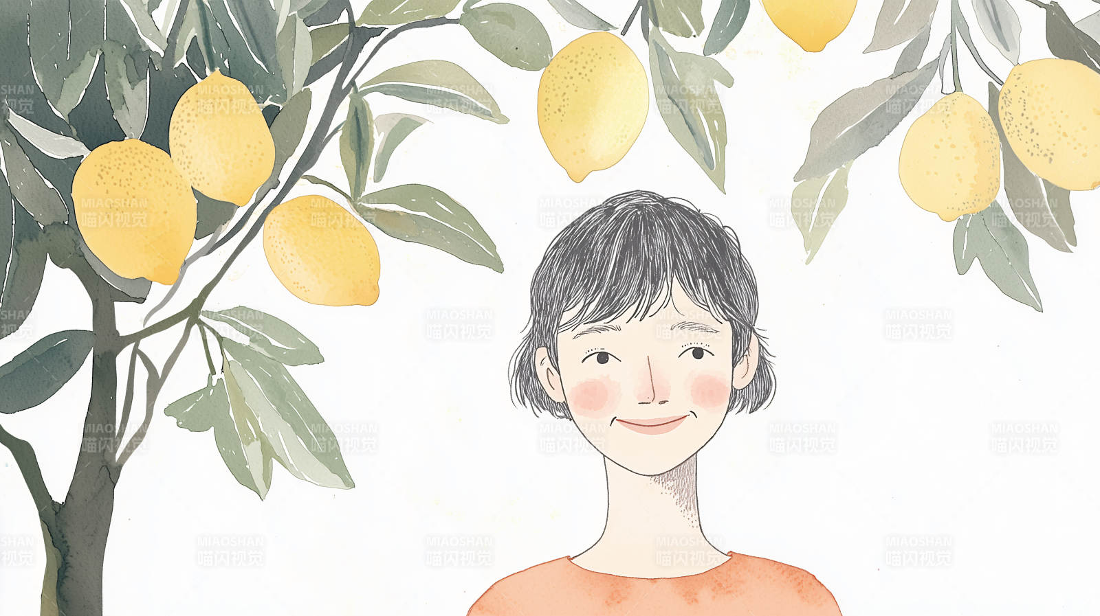 柠檬树下的女孩图片