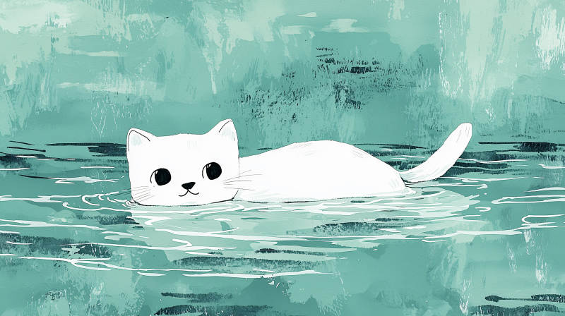 白猫猫咪静谧图片