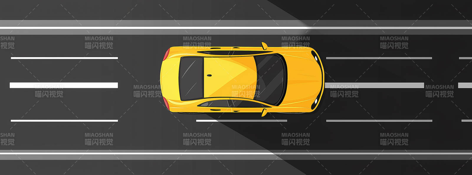 俯瞰高速公路上的黄色汽车图片