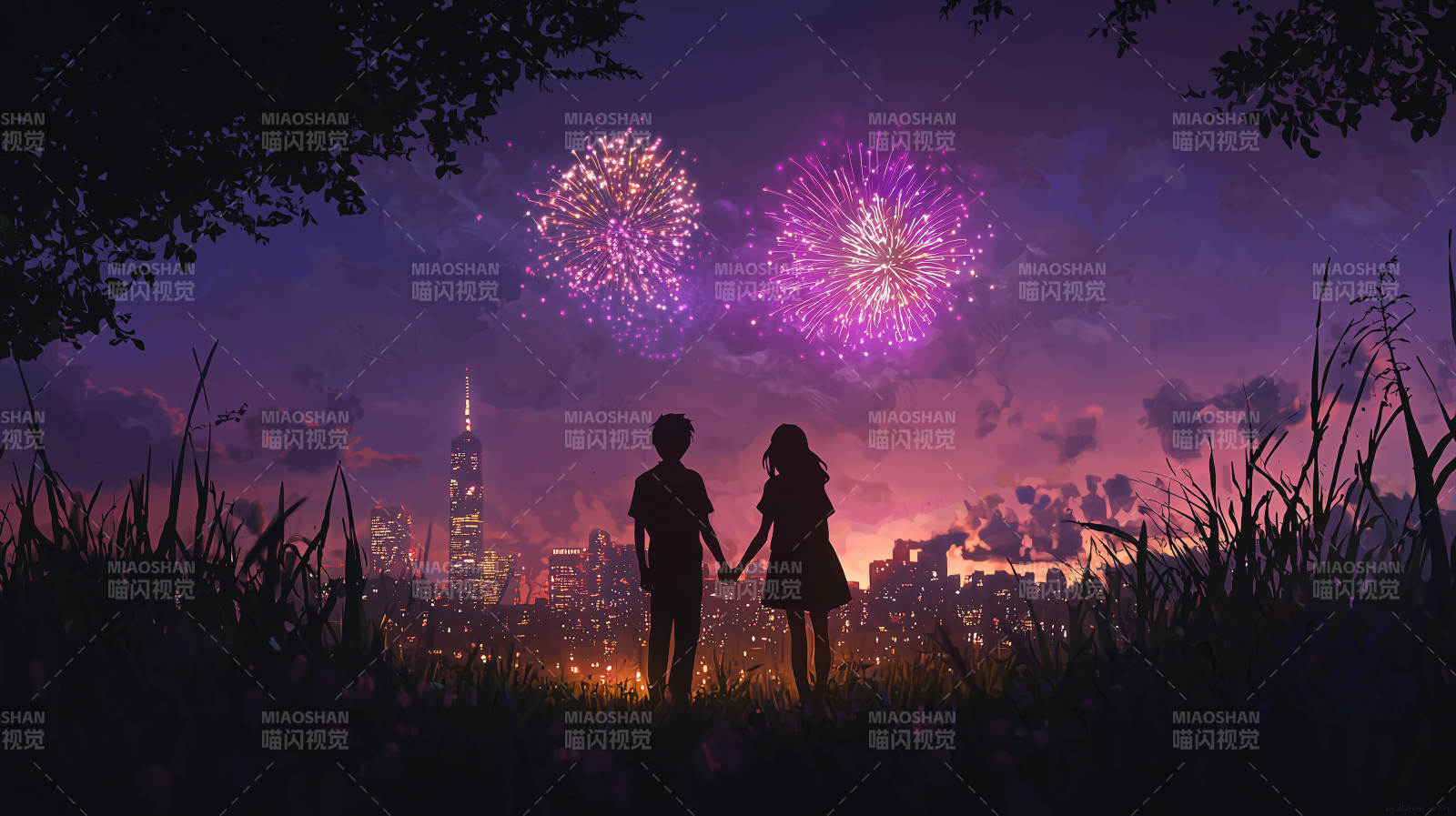 城市夜空下的爱情誓言图片