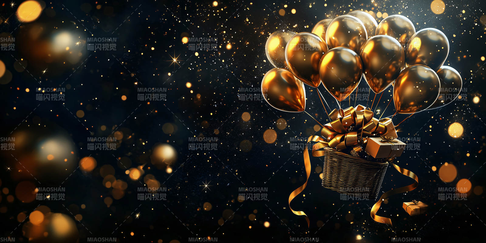金色气球礼盒梦幻之旅图片