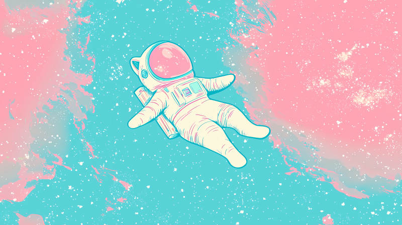 粉色宇宙中的宇航员图片