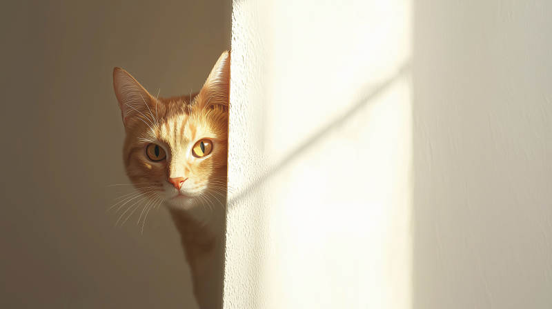 偷偷探头的小猫图片