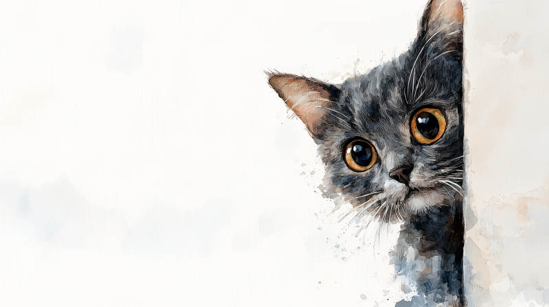 偷偷探头的小猫图片