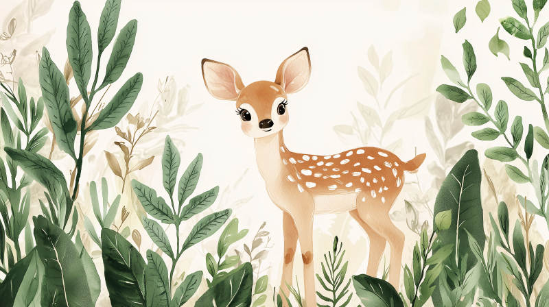 水彩森林小鹿图片