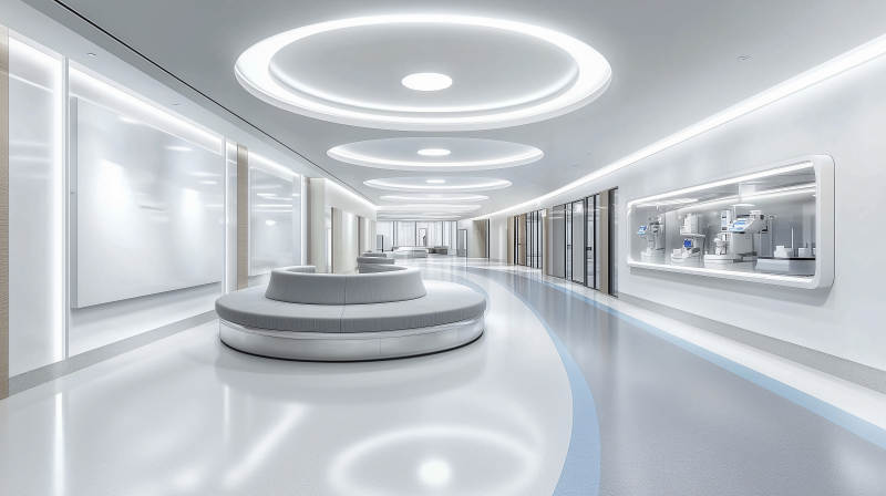 医疗空间的未来感与优雅图片